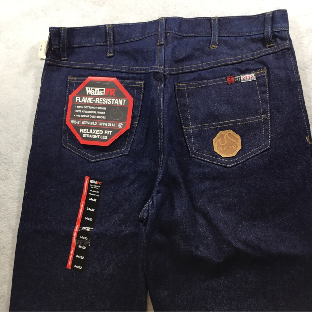 Walls Men's Flame-Resistant Relaxed Fit Jeans - Blue 34X32 NWT